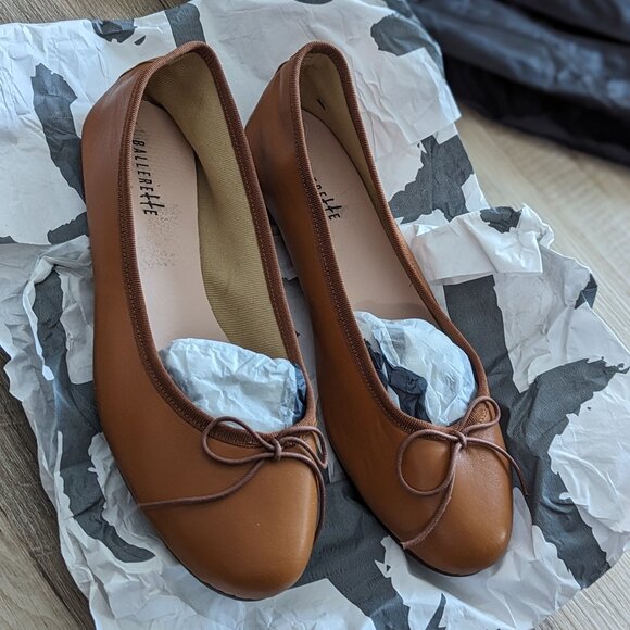 Ballerette Tan Leather Ballet Flats (Made in Italy) - Picture 4 of 6